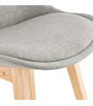 Tabouret de bar design gris en tissu et bois Leila