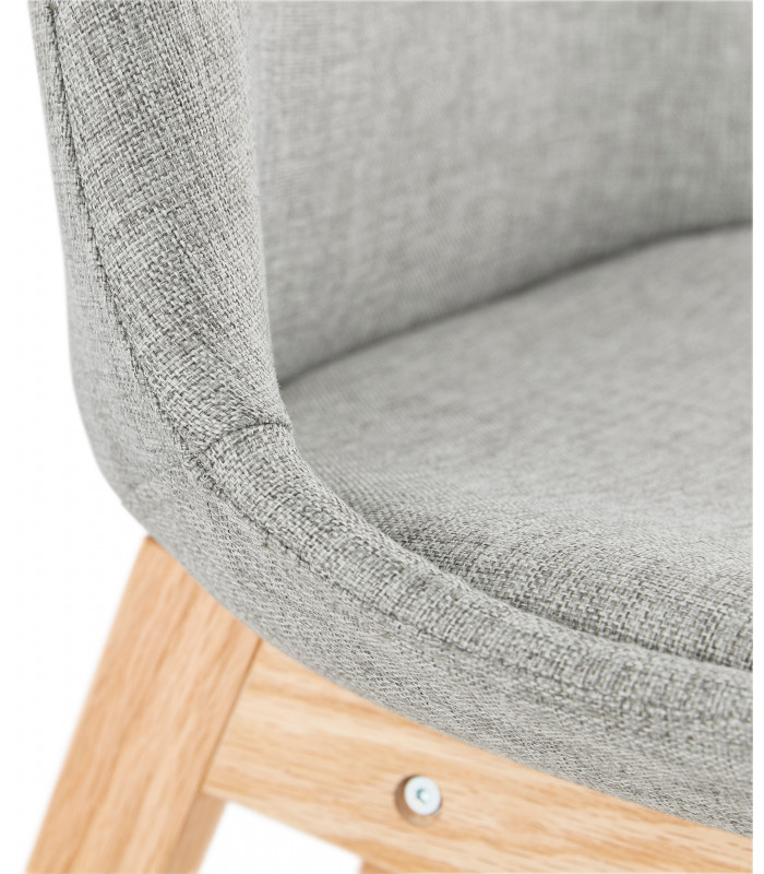 Tabouret de bar design gris en tissu et bois Leila