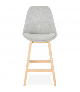 Tabouret de bar design gris en tissu et bois Leila Mini
