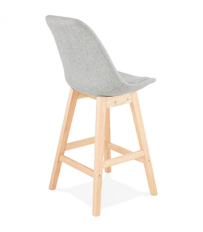 Tabouret de bar design gris en tissu et bois Leila Mini