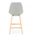 Tabouret de bar design gris en tissu et bois Leila Mini