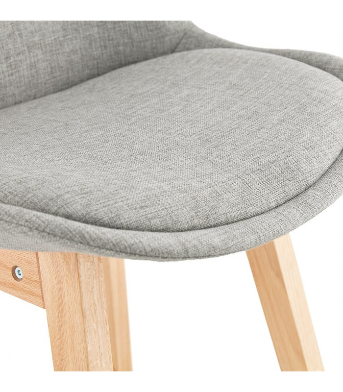 Tabouret de bar design gris en tissu et bois Leila Mini