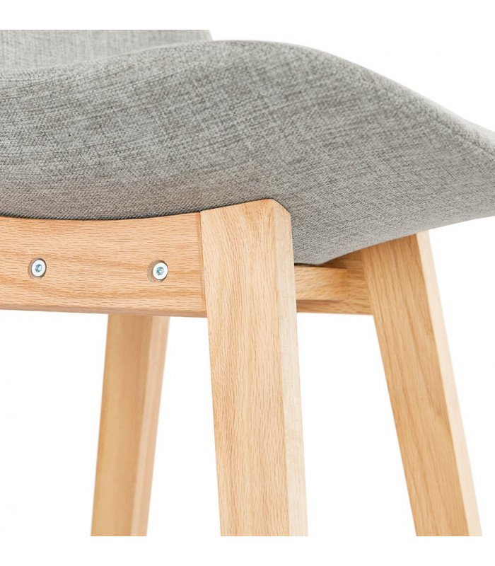 Tabouret de bar design gris en tissu et bois Leila Mini
