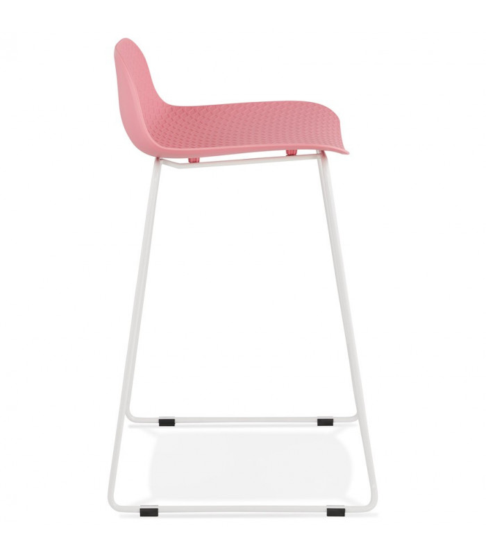 Tabouret de bar design rose en plastique et métal Monaco Mini