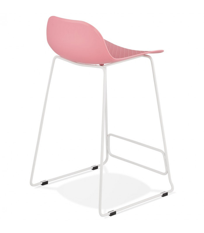 Tabouret de bar design rose en plastique et métal Monaco Mini