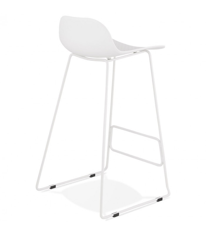 Tabouret de bar design blanc en plastique et métal Monaco
