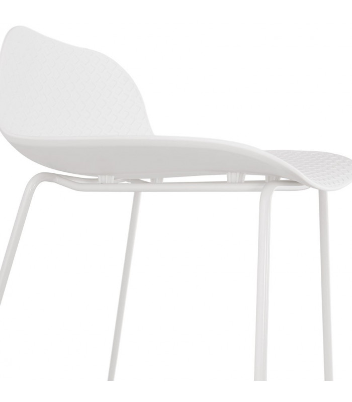 Tabouret de bar design blanc en plastique et métal Monaco