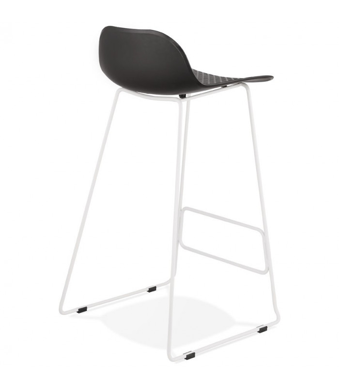 Tabouret de bar design noir en plastique et métal Monaco