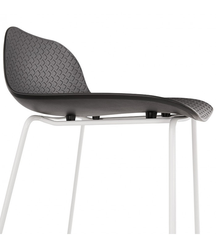 Tabouret de bar design noir en plastique et métal Monaco