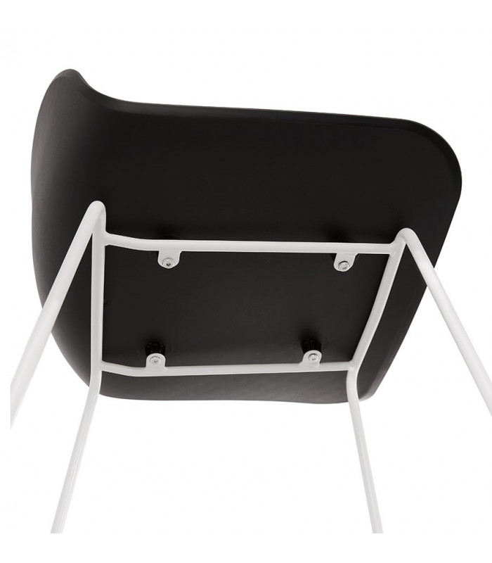 Tabouret de bar design noir en plastique et métal Monaco