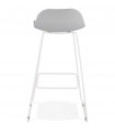 Tabouret de bar design gris en plastique et métal Monaco