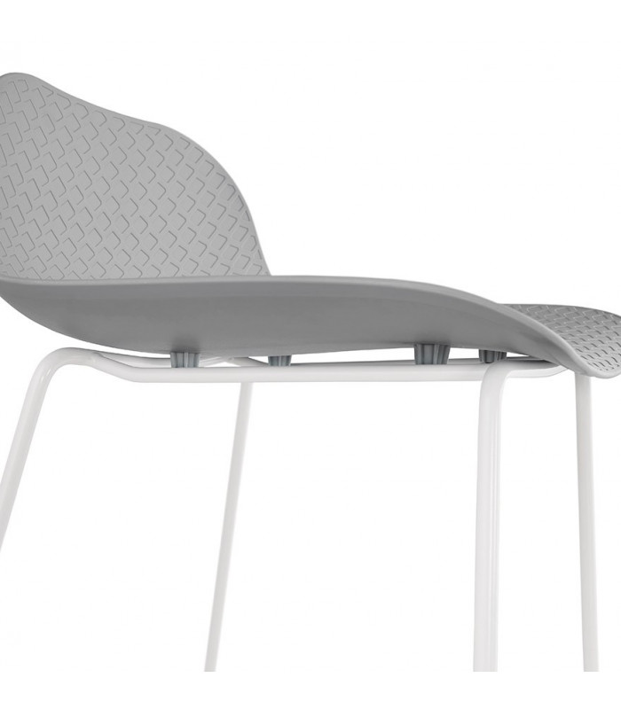 Tabouret de bar design gris en plastique et métal Monaco