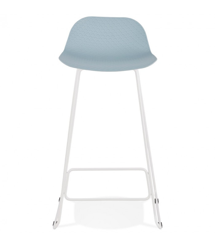 Tabouret de bar design bleu en plastique et métal Monaco
