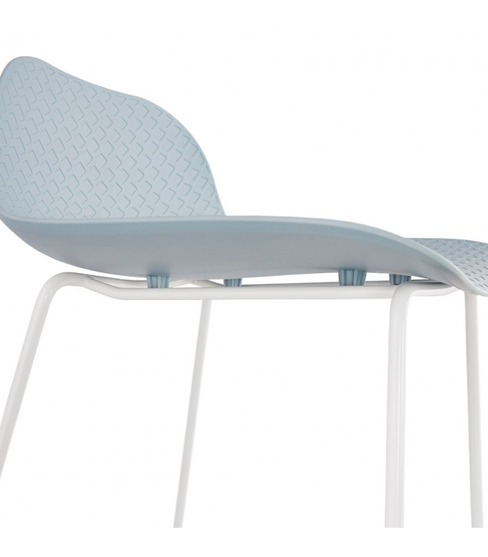 Tabouret de bar design bleu en plastique et métal Monaco