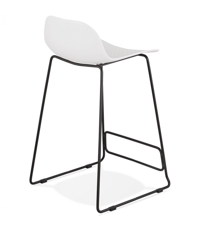 Tabouret de bar design blanc en plastique et métal Monaco Mini