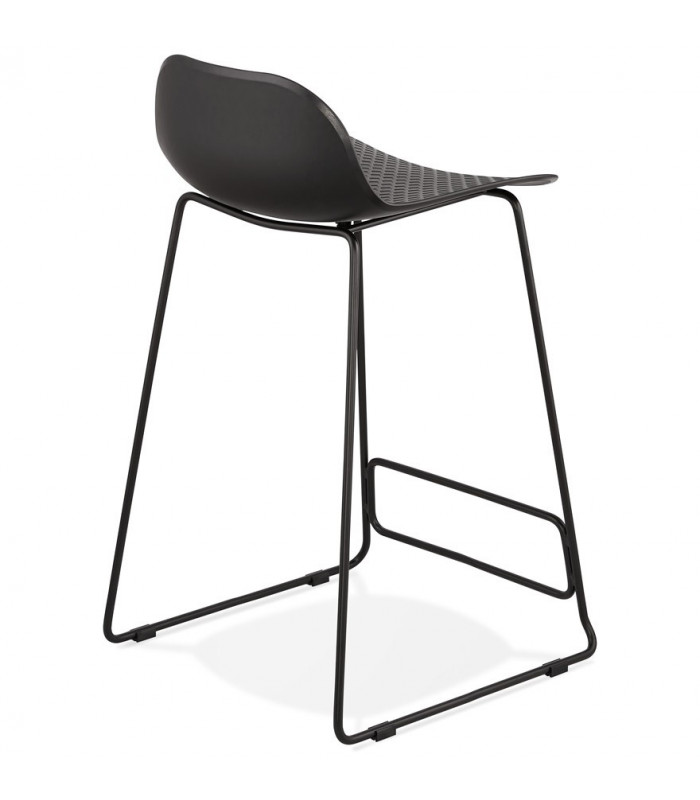 Tabouret de bar design noir en plastique et métal Monaco Mini