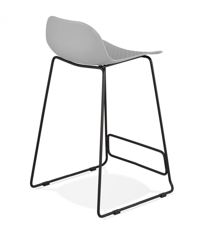 Tabouret de bar design gris en plastique et métal Monaco Mini