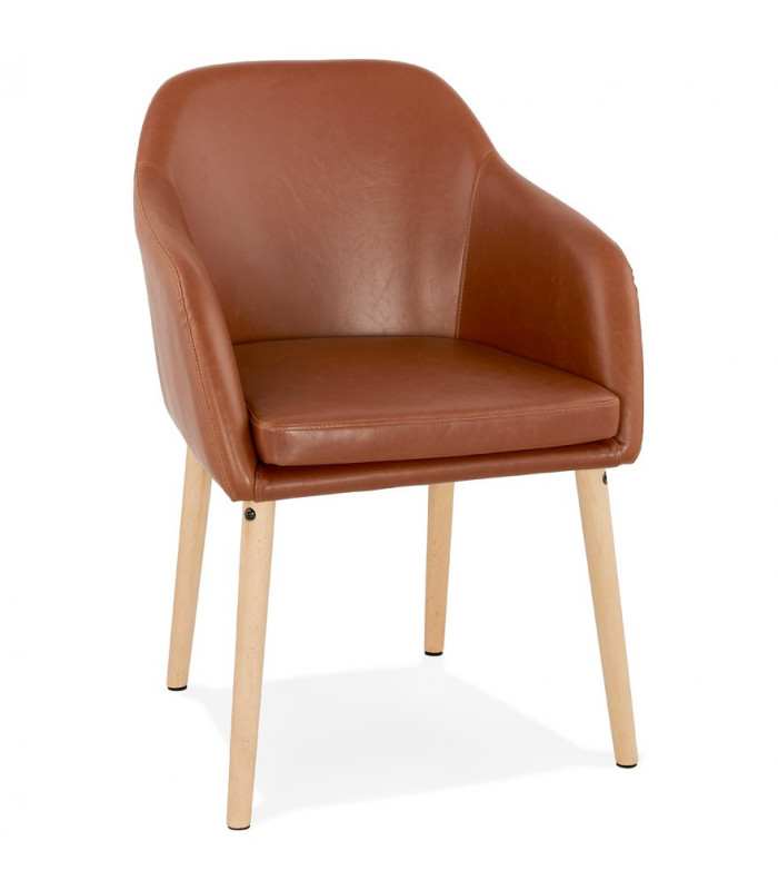 Fauteuil design marron en similicuir Hansen