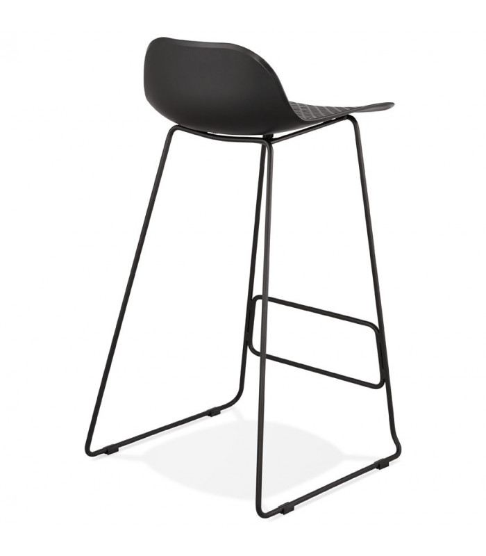 Tabouret de bar design noir en plastique et métal Monaco
