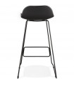 Tabouret de bar design noir en plastique et métal Monaco