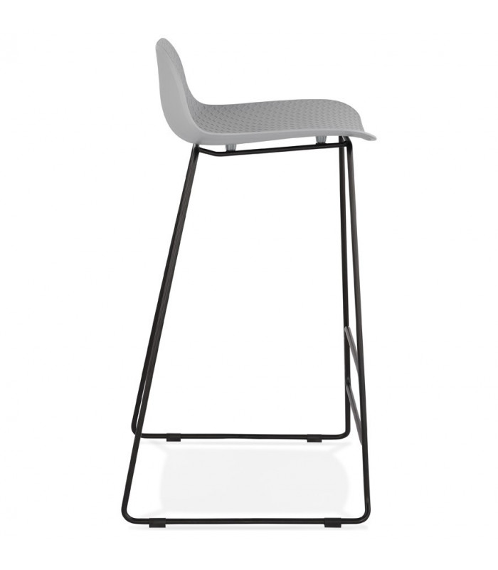 Tabouret de bar design gris en plastique et métal Monaco