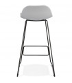Tabouret de bar design gris en plastique et métal Monaco