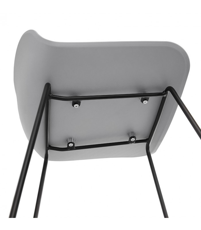 Tabouret de bar design gris en plastique et métal Monaco