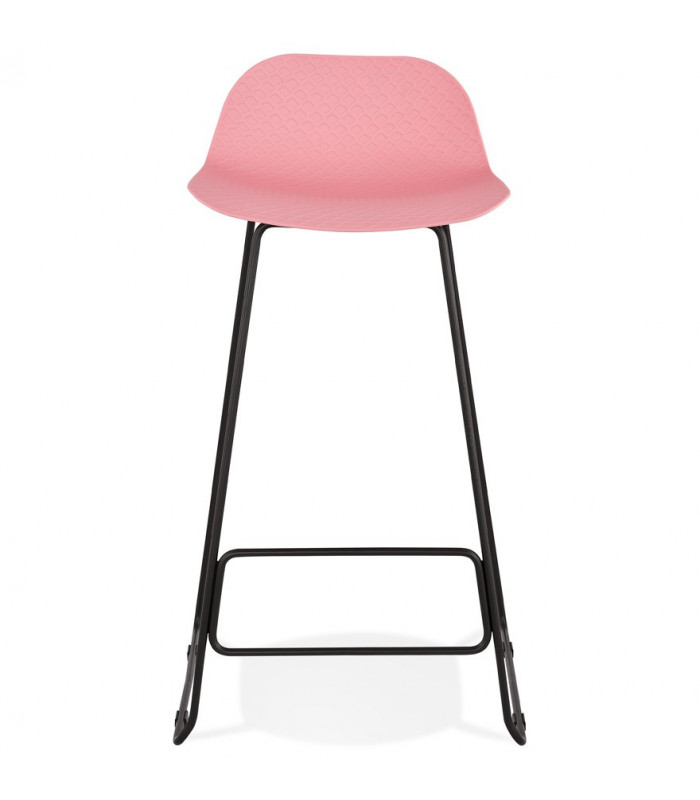 Tabouret de bar design rose en plastique et métal Monaco