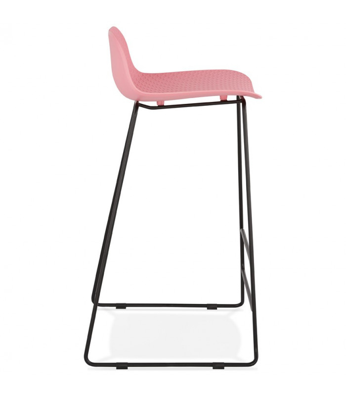 Tabouret de bar design rose en plastique et métal Monaco