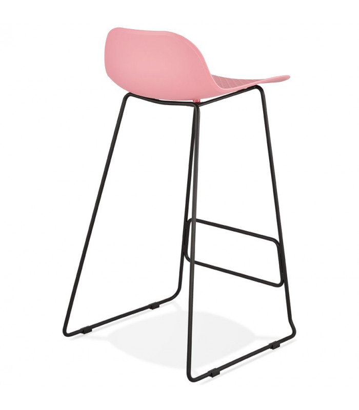 Tabouret de bar design rose en plastique et métal Monaco