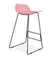 Tabouret de bar design rose en plastique et métal Monaco