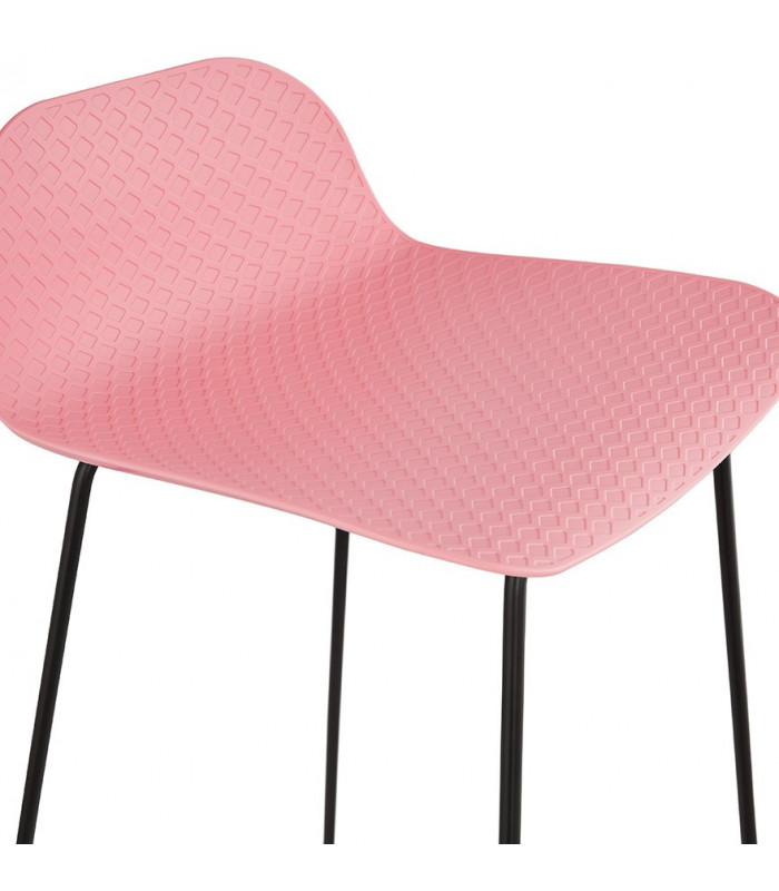 Tabouret de bar design rose en plastique et métal Monaco