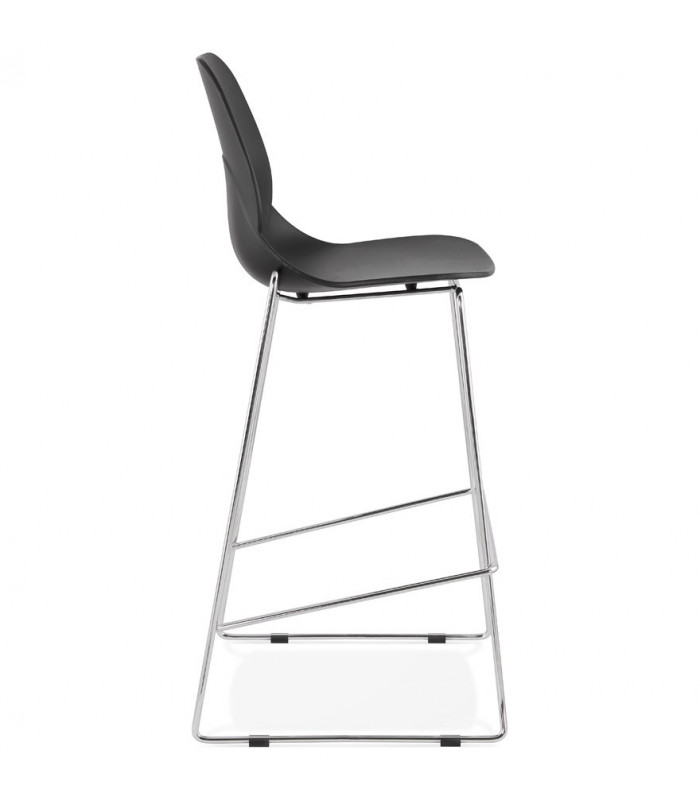 Tabouret de bar design noir en plastique et métal Reman