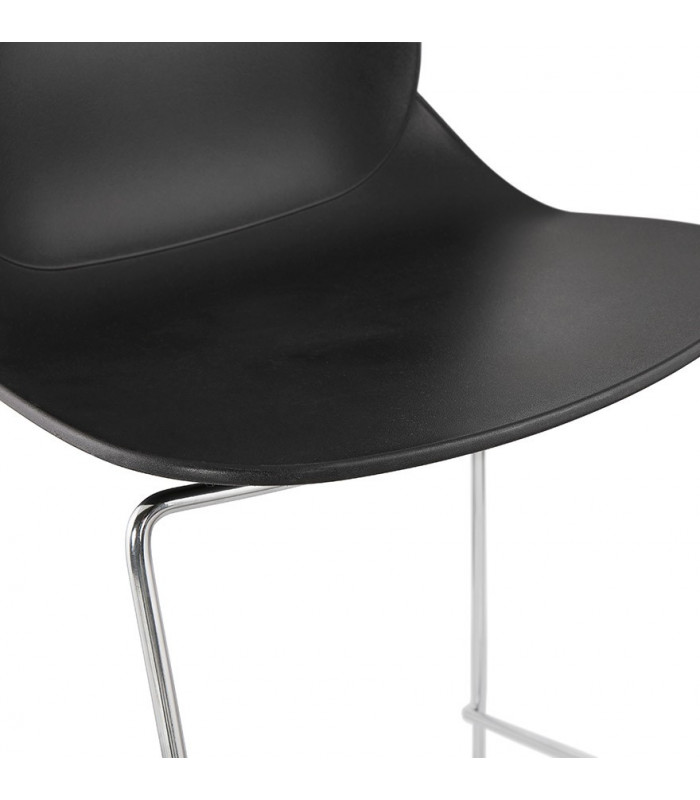Tabouret de bar design noir en plastique et métal Reman