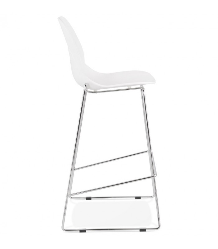 Tabouret de bar design blanc en plastique et métal Reman
