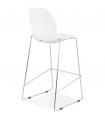 Tabouret de bar design blanc en plastique et métal Reman
