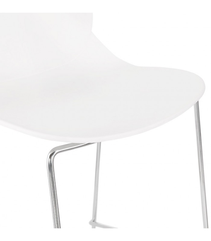 Tabouret de bar design blanc en plastique et métal Reman