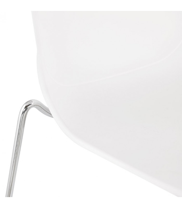 Tabouret de bar design blanc en plastique et métal Reman