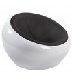 Fauteuil design blanc en plastique et similicuir Everett