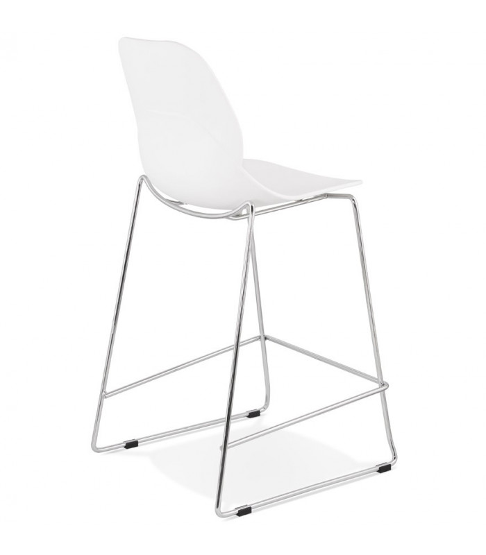 Tabouret de bar design blanc en plastique et métal Reman Mini
