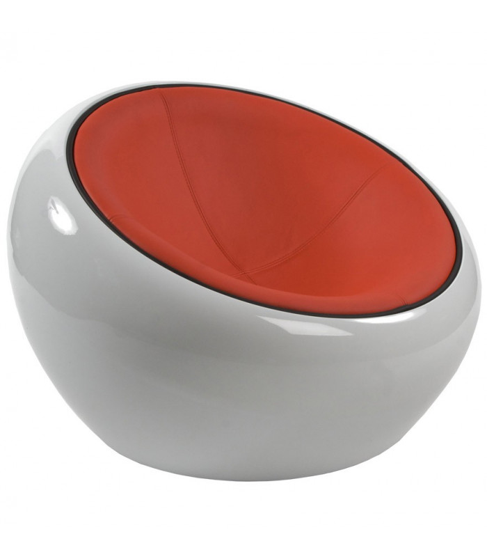 Fauteuil design blanc en plastique et similicuir Everett