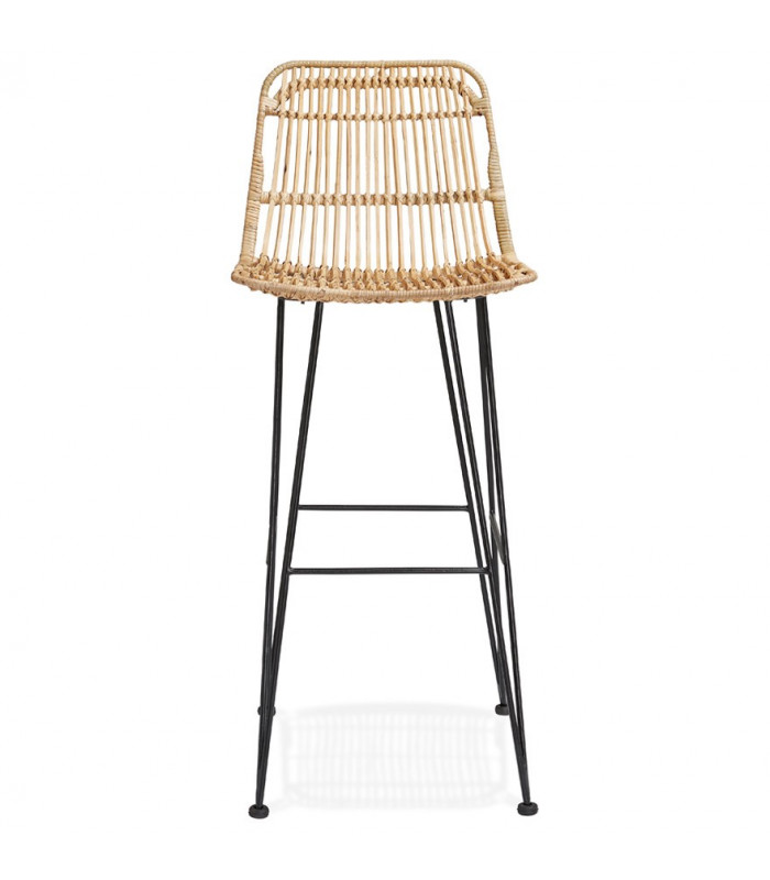 Tabouret de bar design naturel en bois et métal Giamatti