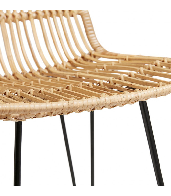 Tabouret de bar design naturel en bois et métal Giamatti