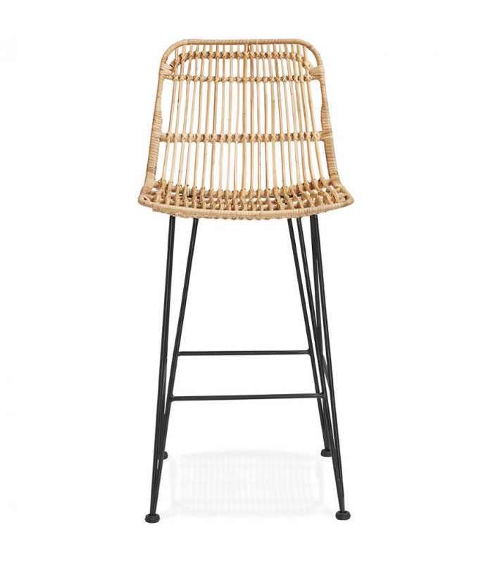 Tabouret de bar design naturel en bois et métal Giamatti Mini