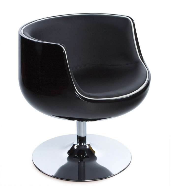 Fauteuil design noir en plastique et similicuir Drayton