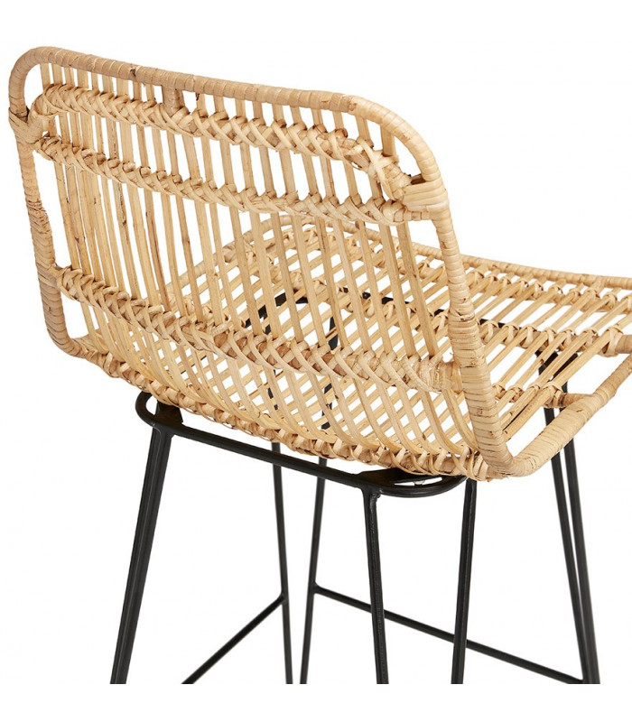 Tabouret de bar design naturel en bois et métal Giamatti Mini