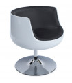 Fauteuil design blanc en plastique et similicuir Drayton
