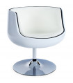 Fauteuil design blanc en plastique et similicuir Drayton