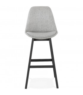 Tabouret de bar design gris en tissu et bois Leila