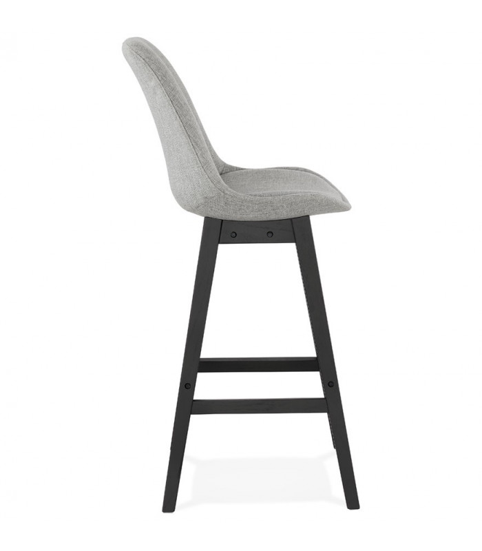 Tabouret de bar design gris en tissu et bois Leila
